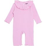 Hellobaby Kız Bebek Tulum Çıtçıtlı Bisiklet Yaka Uzun Kol Patikli - Pembe - 1 - 3 Ay