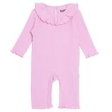 HelloBaby Kız Bebek Tulum Çıtçıtlı Bisiklet Yaka Uzun Kol Patikli - Pembe