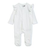 HelloBaby Kız Bebek Tulum Fermuarlı Bisiklet Yaka Long Sleeve Patikli - Ekru