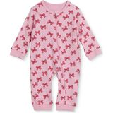 Hellobaby Kız Bebek Tulum Fiyonk Baskılı Fermuarlı Bisiklet Yaka Long Sleeve Ribanalı - Açık Pembe - 18 - 24 Ay