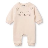 HelloBaby Kız Bebek Tulum Hayvan Baskılı Çıtçıtlı Bisiklet Yaka Long Sleeve Patiksiz - Bej