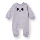 HelloBaby Kız Bebek Tulum Hayvan Baskılı Çıtçıtlı Bisiklet Yaka Uzun Kol Patiksiz - Kar Melanj