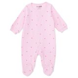 HelloBaby Kız Bebek Tulum Kalp Baskılı Fermuarlı Bisiklet Yaka Long Sleeve Patikli - Pembe