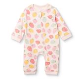 HelloBaby Kız Bebek Tulum Meyve Baskılı Fermuarlı Bisiklet Yaka Uzun Kol Ribanalı - Pembe