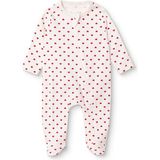 Hellobaby Kız Bebek Tulum Puantiye Baskılı Fermuarlı Bisiklet Yaka Uzun Kol Patikli - Ekru Melanj - 6 - 9 Ay