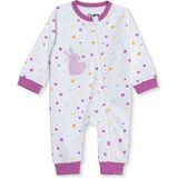 Hellobaby Kız Bebek Tulum Tavşan Baskılı Fermuarlı Bisiklet Yaka Uzun Kol Ribanalı - Beyaz - 6 - 9 Ay