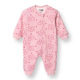 HelloBaby Kız Bebek Uyku Tulumu Çiçek Baskılı Fermuarlı Bisiklet Yaka Uzun Kol Ribanalı - Pembe