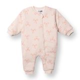 HelloBaby Kız Bebek Uyku Tulumu Fiyonk Baskılı Fermuarlı Bisiklet Yaka Uzun Kol Ribanalı - Somon