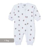 HelloBaby Kız Bebek Uyku Tulumu Slogan Baskılı Fermuarlı Bisiklet Yaka Long Sleeve Ribanalı - Beyaz