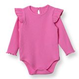 HelloBaby Kız Bebek Uzun Kol Body Bisiklet Yaka - Pembe