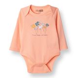 HelloBaby Kız Bebek Uzun Kol Body Çiçek Baskılı Çıtçıtlı Zarf Yaka - Turuncu