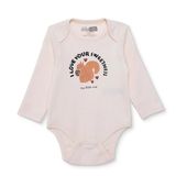 HelloBaby Kız Bebek Uzun Kol Body Hayvan Baskılı Çıtçıtlı Zarf Yaka - Bej