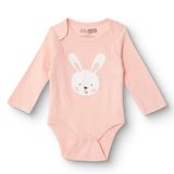 HelloBaby Kız Bebek Uzun Kol Body Hayvan Baskılı Çıtçıtlı Zarf Yaka - Pembe