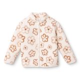 HelloBaby Kız Bebek Welsoft Hırka Çiçek Baskılı Fermuarlı Dik Yaka Long Sleeve - Ekru