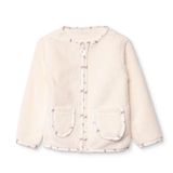 HelloBaby Kız Bebek Welsoft Hırka Fermuarlı Bisiklet Yaka Long Sleeve - Beyaz