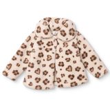 HelloBaby Kız Bebek Welsoft Hırka Leopar Baskılı Fermuarlı Dik Yaka Long Sleeve - Ekru