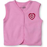 Hellobaby Kız Bebek Yelek Kalp Baskılı Çıtçıtlı V Yaka Atlet - 0 - 1 Ay - Pembe