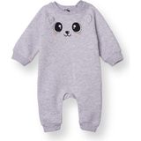 Hellobaby Kız Bebek Yenidoğan Patiksiz Tulum Şardonlu Üç Iplik Bisiklet Yaka Uzun Kol Patiksiz Paça - Kar Melanj - 6 - 9 Ay