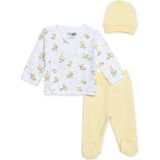 Hellobaby Kız Bebek Zıbın-Şapka-Alt Hayvan Baskılı Çıtçıtlı Bisiklet Yaka Uzun Kol Patiksiz - Sarı - Yenidoğan