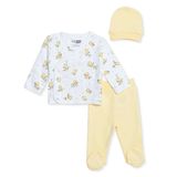 HelloBaby Kız Bebek Zıbın-Şapka-Alt Hayvan Baskılı Çıtçıtlı Bisiklet Yaka Uzun Kol Patiksiz