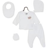 Hellobaby Unisex 5li Hastane Çıkışı Çıtçıtlı Zarf Yaka Uzun Kol Patikli - Yenidoğan - Ekru