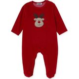 Hellobaby Unisex Kadife Tulum Hayvan Baskılı Çıtçıtlı Bisiklet Yaka Uzun Kol Patikli - Kırmızı - 6 - 9 Ay