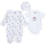 Hellobaby Unisex Tulum-Body-Şapka Slogan Baskılı Çıtçıtlı Bisiklet Yaka Uzun Kol Patikli - 0 - 1 Ay - Ekru