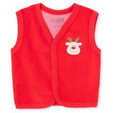 HelloBaby Unisex Yelek Hayvan Baskılı Çıtçıtlı V Yaka Atlet - Kırmızı