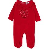 Hellobaby Yenidoğan Kadife Patikli Tulum - Kırmızı - 1 - 3 Ay