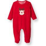 HelloBaby Yenidoğan Kadife Patikli Tulum - Kırmızı