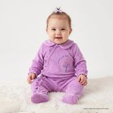 Hellobaby Yenidoğan Kadife Patikli Tulum - Lila - 0 - 1 Ay