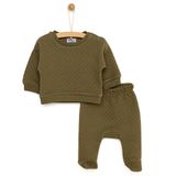 HelloBaby Yenidoğan Kapitone Sweatshirt Patikli Alt Unisex Yeşil 2'li Takım
