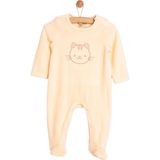HelloBaby Yenidoğan Nakışlı Kadife Patikli Tulum Kız Bebek - 9 Ay - Somon