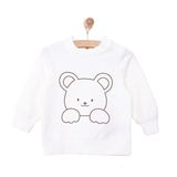 HelloBaby Yenidoğan Unisex Bebek Sweatshirt Ayıcık Desenli Bisiklet Yaka Ekru -