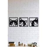 Hellove 3 lü Kedi Duvar Tablosu Ahşap Kedi Tablosu MDF Kedi Tablosu