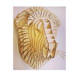 Hellove Ahşap 3D Aslan Kafası Duvar Süsü 3 Boyutlu Aslan Başı Duvar Süsü