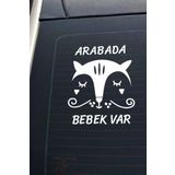Hellove Arabada Bebek Var Sevimli Beyaz Oto Cam Sticker Hayvan Figürlü İkaz Uyarı Yazısı Beyaz3