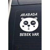 Hellove Arabada Bebek Var Sevimli Beyaz Oto Cam Sticker Hayvan Figürlü İkaz Uyarı Yazısı Beyaz4