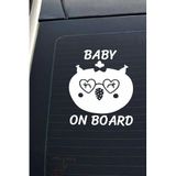 Hellove Baby On Board Arabada Bebek Var Sevimli Beyaz Oto Cam Sticker Hayvan Figürlü İkaz Uyarı Yazısı BeyazB1