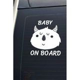 Hellove Baby On Board Arabada Bebek Var Sevimli Beyaz Oto Cam Sticker Hayvan Figürlü İkaz Uyarı Yazısı BeyazB2