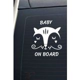 Hellove Baby On Board Arabada Bebek Var Sevimli Beyaz Oto Cam Sticker Hayvan Figürlü İkaz Uyarı Yazısı BeyazB3