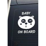 Hellove Baby On Board Arabada Bebek Var Sevimli Beyaz Oto Cam Sticker Hayvan Figürlü İkaz Uyarı Yazısı BeyazB4