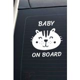 Hellove Baby On Board Arabada Bebek Var Sevimli Beyaz Oto Cam Sticker Hayvan Figürlü İkaz Uyarı Yazısı BeyazB5