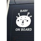 Hellove Baby On Board Arabada Bebek Var Sevimli Beyaz Oto Cam Sticker Hayvan Figürlü İkaz Uyarı Yazısı BeyazB6