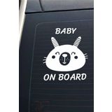 Hellove Baby On Board Arabada Bebek Var Sevimli Beyaz Oto Cam Sticker Hayvan Figürlü İkaz Uyarı Yazısı BeyazB7