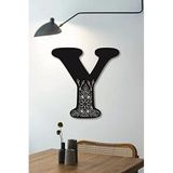 Hellove Çiçekli Büyük Dekoratif Harf 30 cm Siyah Duvar Süsü Hediye İsim Baş Harfi Y Harfi Büyük