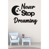Hellove Çocuk Odası Süsü Never Stop Dreaming + Ay ve Yıldız Dekoratif Çocuk Odası Süs