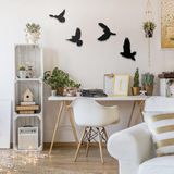 Hellove Dekoratif Ahşap Modern Dörtlü Kuş Duvar Süsü Duvar Dekor