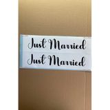 Hellove Gelin Arabası Plakalık Just Married Yazılı Beyaz Üzeri Siyah Yazı Kendinden Yapışkanlı