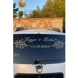 Hellove Gelin Arabası Sticker Süs Dekoratif İsim ve Tarih Yazılı Özel Etiket Gold1
